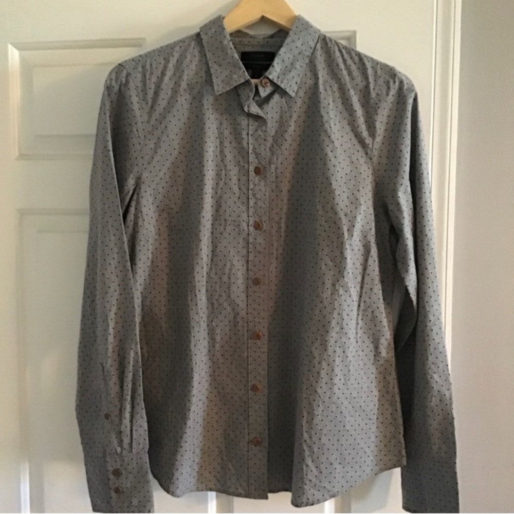 J.Crew perfect fit polkadot button-down shirt size 8
